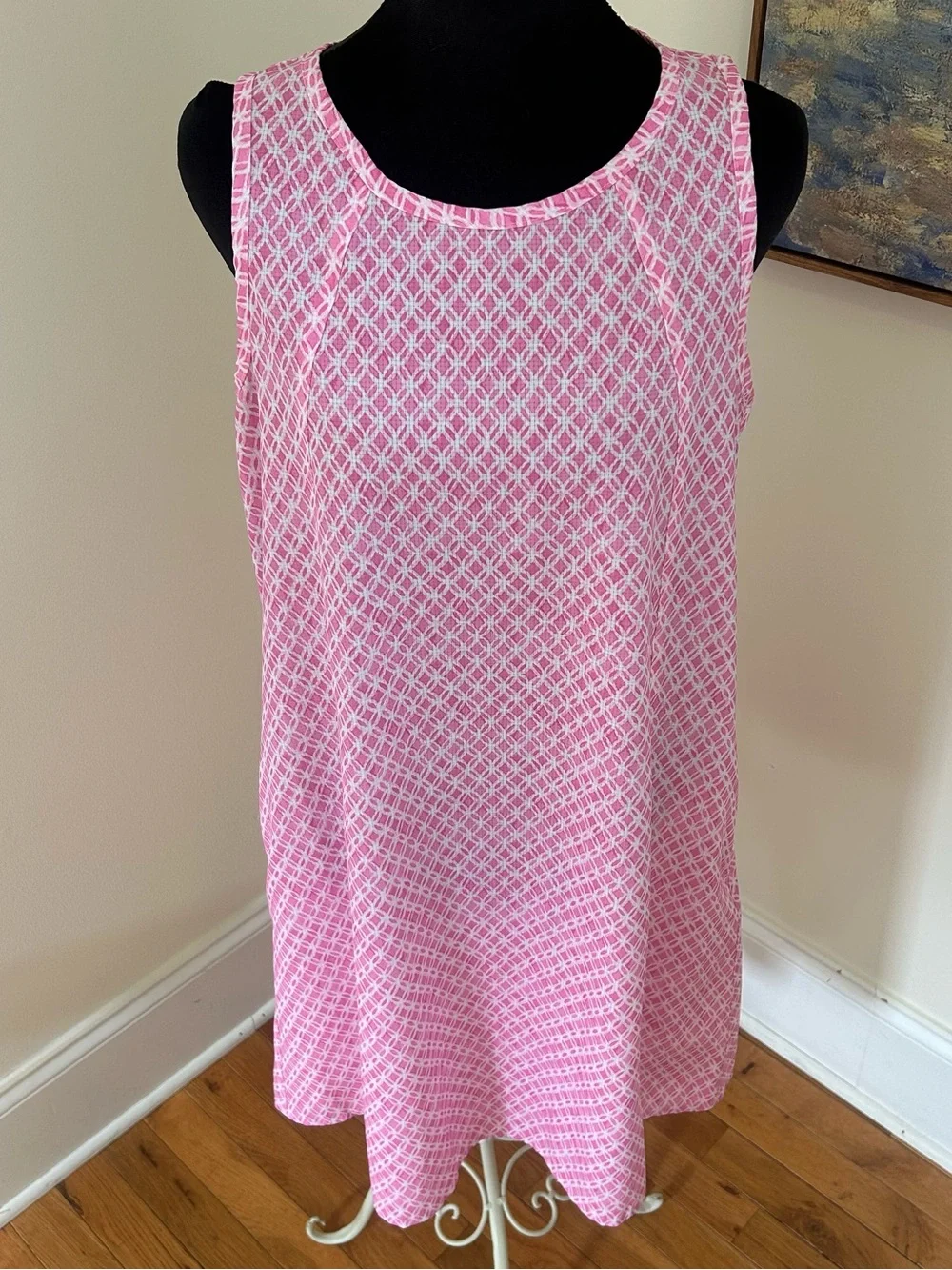 Tommy Bahama Woman’s Medium Palma Dora Pink Geo Print Shift Dress Travel Beach
